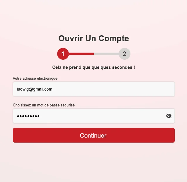 Formulaire de création de compte Lucky31
