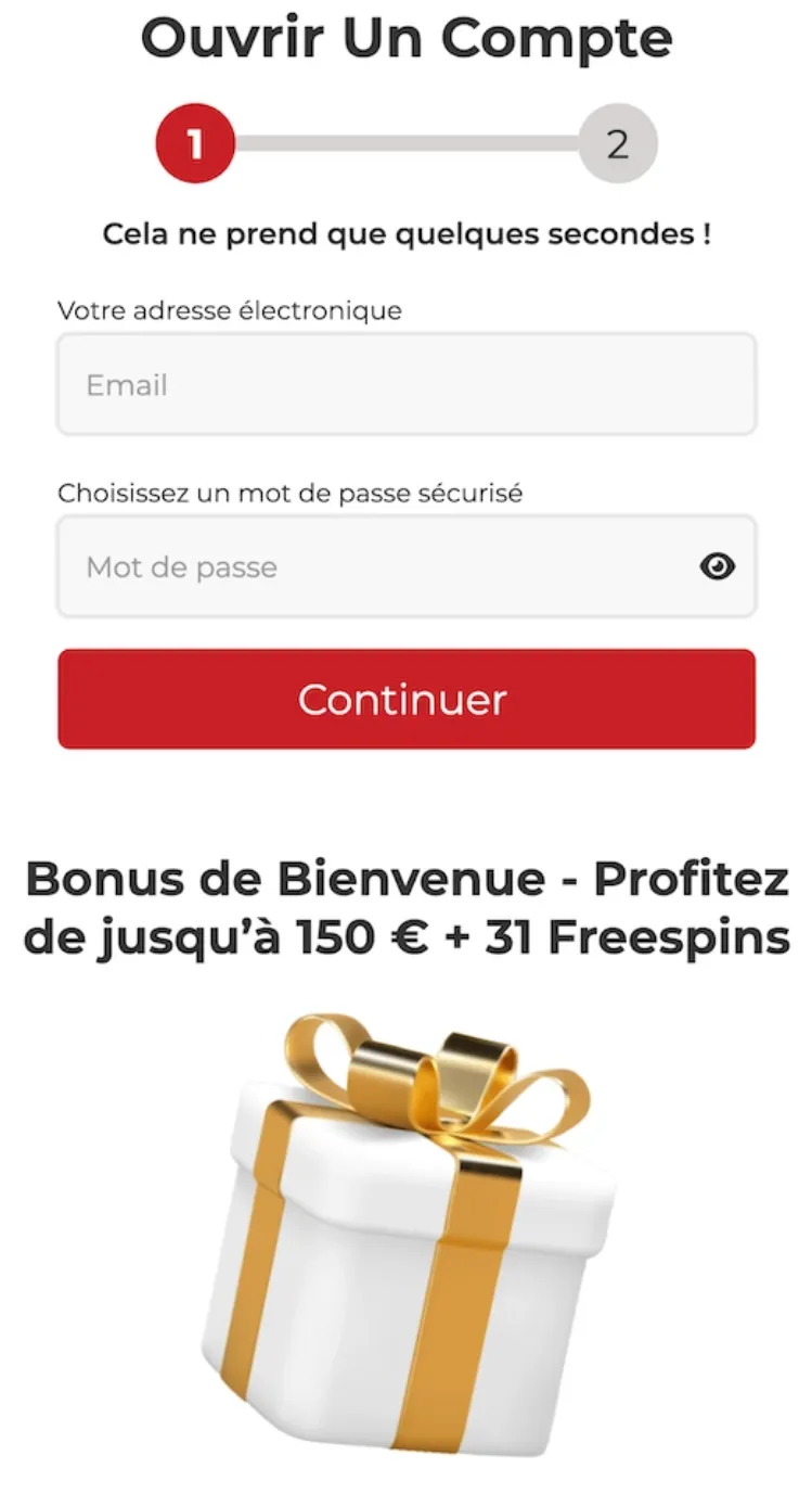 Formulaire d'inscription Lucky31